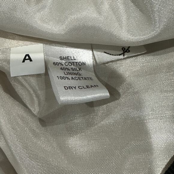 Ann Taylor LOFT Striped Black Cream Silk Cotton Blend Stretch Waist Skirt, 10 - Picture 5 of 8